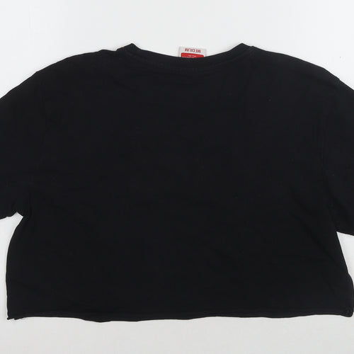 Kappa Unisex Black Cropped T-Shirt, M, Casual