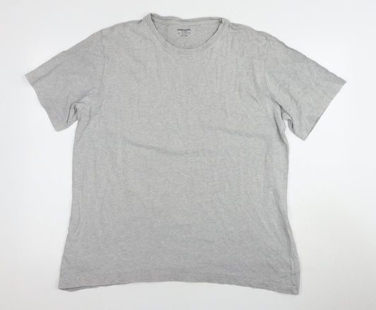 Lands' End Men's Grey Crew Neck T-Shirt, Size L, Cotton