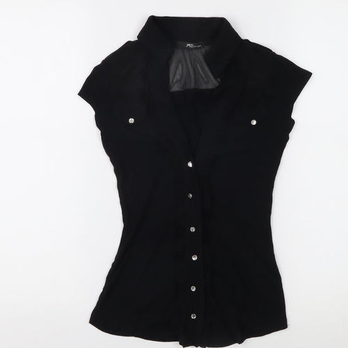 Jane Norman Women's Black Button-Up Shirt Size 8 Slim