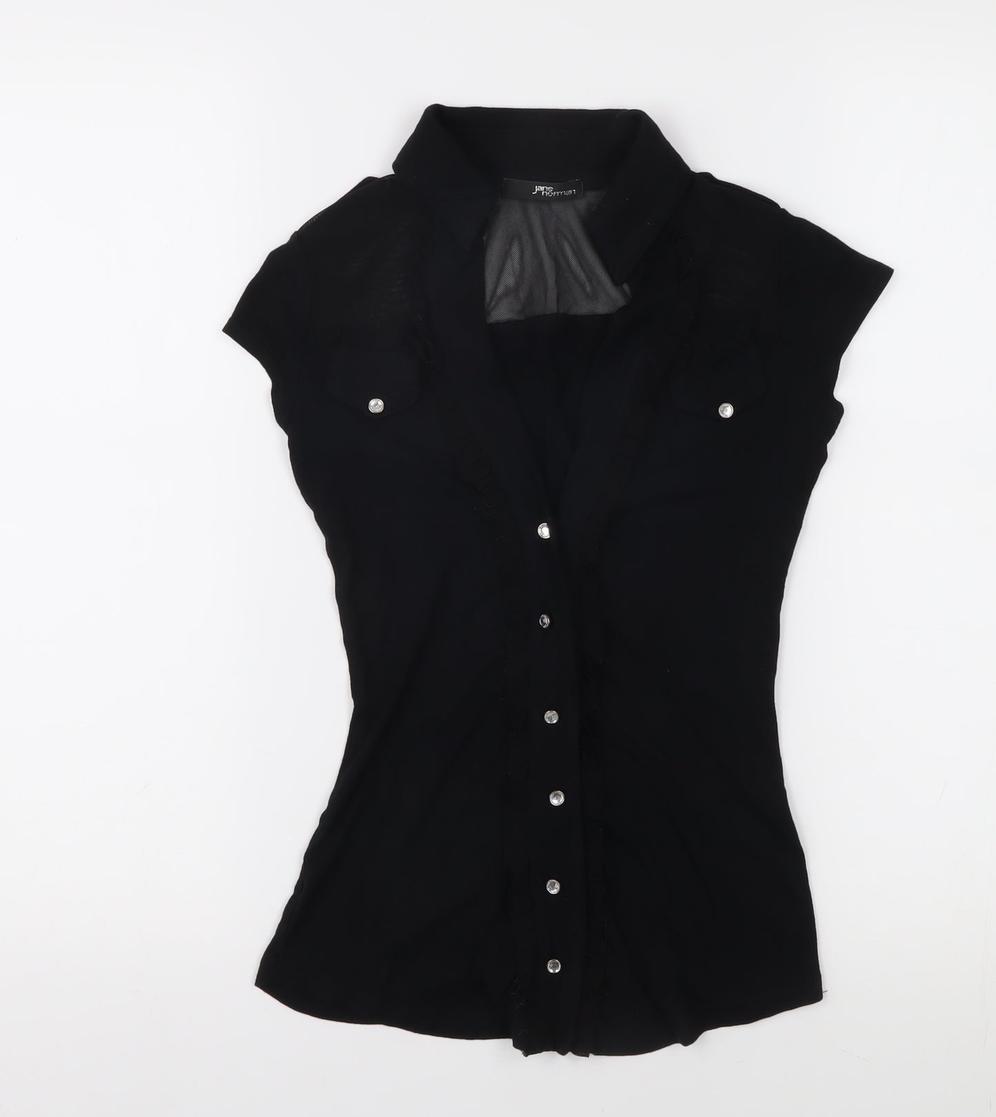 Jane Norman Women's Black Button-Up Shirt Size 8 Slim