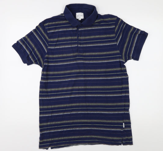 Peter Werth Men's Blue Striped Polo Shirt M