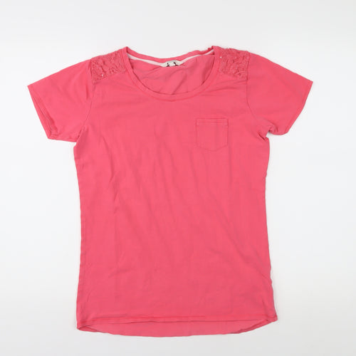 FatFace Women’s Pink Lace Accent T-Shirt Size 8