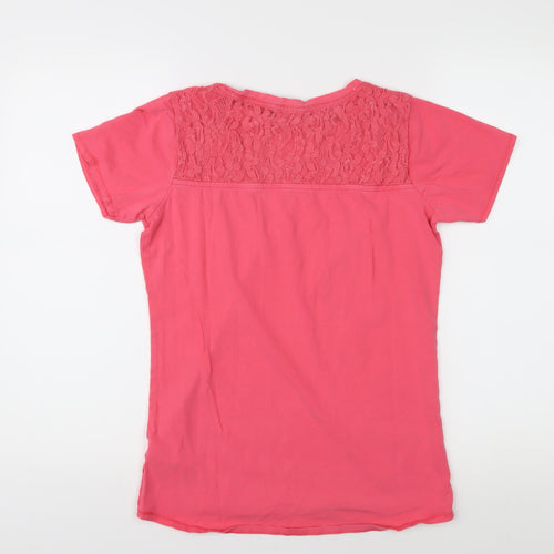 FatFace Women’s Pink Lace Accent T-Shirt Size 8