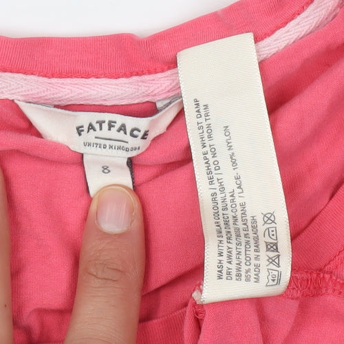 FatFace Women’s Pink Lace Accent T-Shirt Size 8