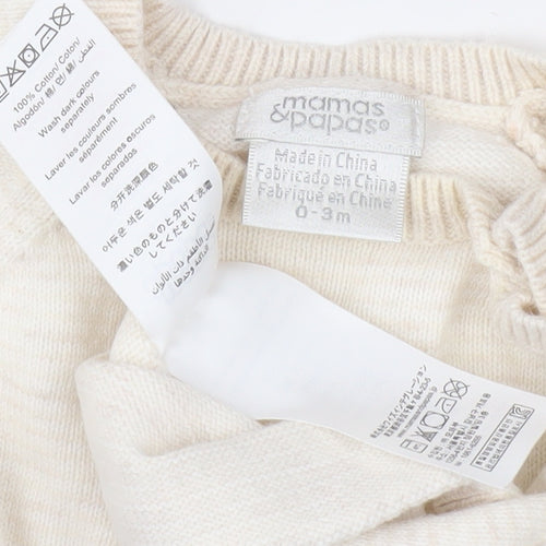 Mamas & Papas Ivory Unisex Cardigan 0-3 Months Cotton