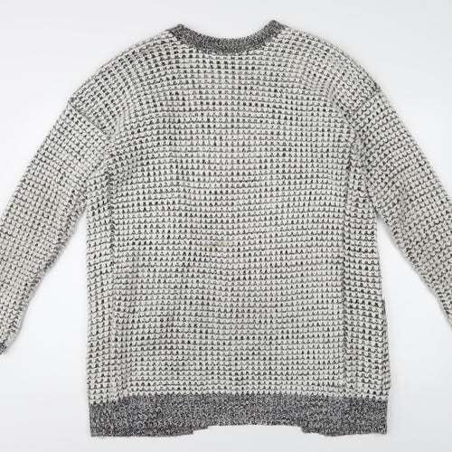 Bluenotes Women's Grey Cardigan, Size L, Chunky Knit