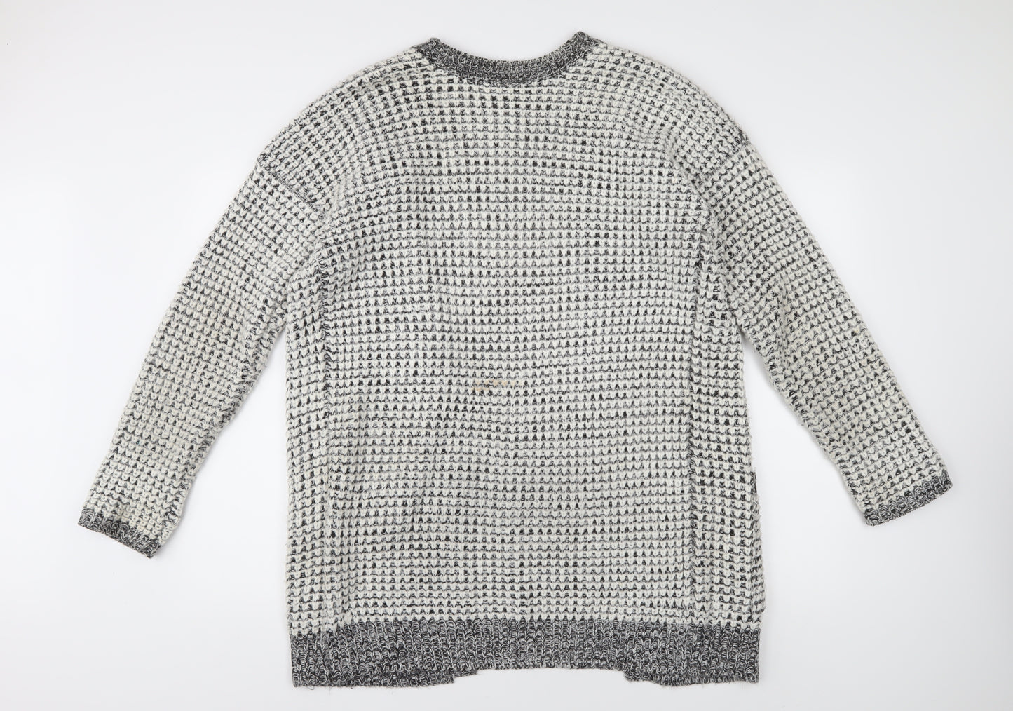 Bluenotes Women's Grey Cardigan, Size L, Chunky Knit