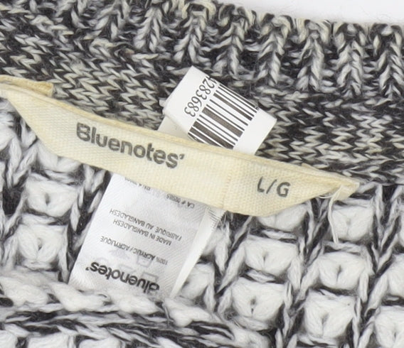 Bluenotes Women's Grey Cardigan, Size L, Chunky Knit