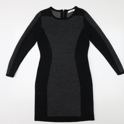 John Lewis Black Wool Blend Sheath Dress M