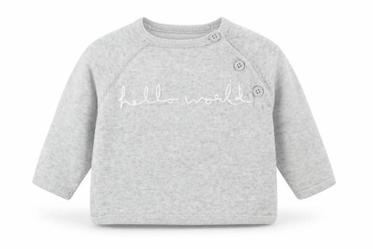 Front view of mamas & papas Grey unisex baby jumper 0-3 months