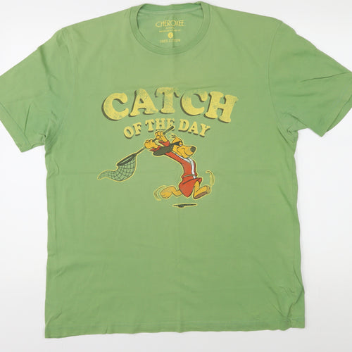 Cherokee Men's Green Disney Cartoon T-Shirt L