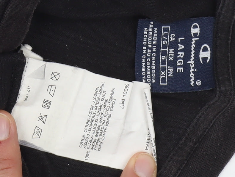 Champion Men's Black Large Crew Neck T-Shirt