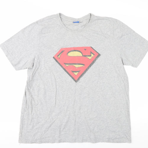 Superman Men's Grey XL Graphic Cotton T-Shirt