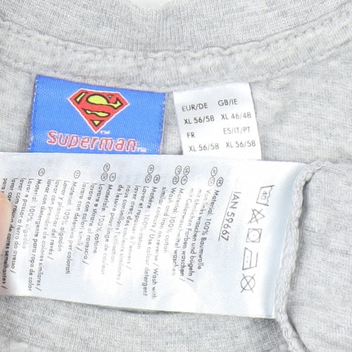 Superman Men's Grey XL Graphic Cotton T-Shirt