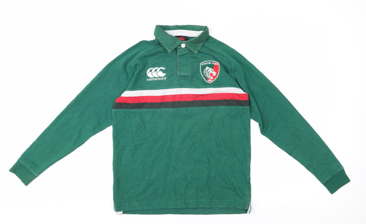 Canterbury Boys Green Rugby Polo Shirt, 12 Years, Long Sleeve