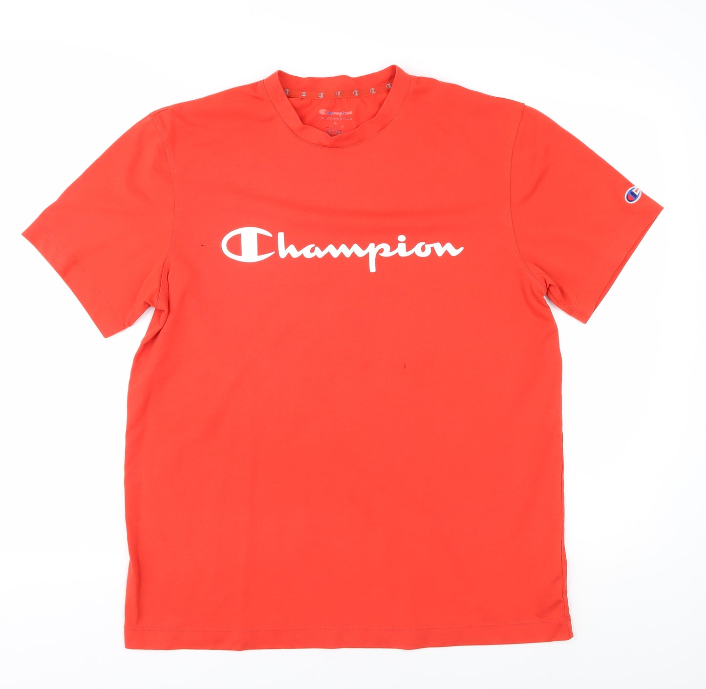 Champion Men's Red Crew Neck T-Shirt, Size M