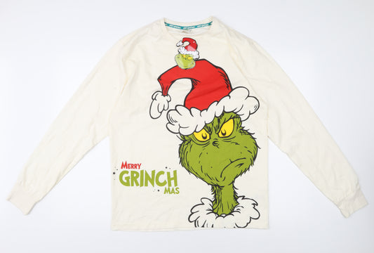 George Men’s Grinch Christmas White Long Sleeve T-Shirt M