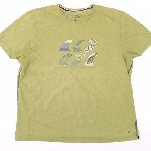 White Stuff Men's XL Green Graphic Print T-Shirt