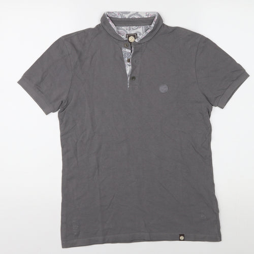 Pretty Green Men's Grey XS Polo Shirt 100% Cotton