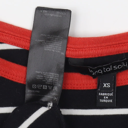 Long Tall Sally Women's Black Striped T-Shirt XS