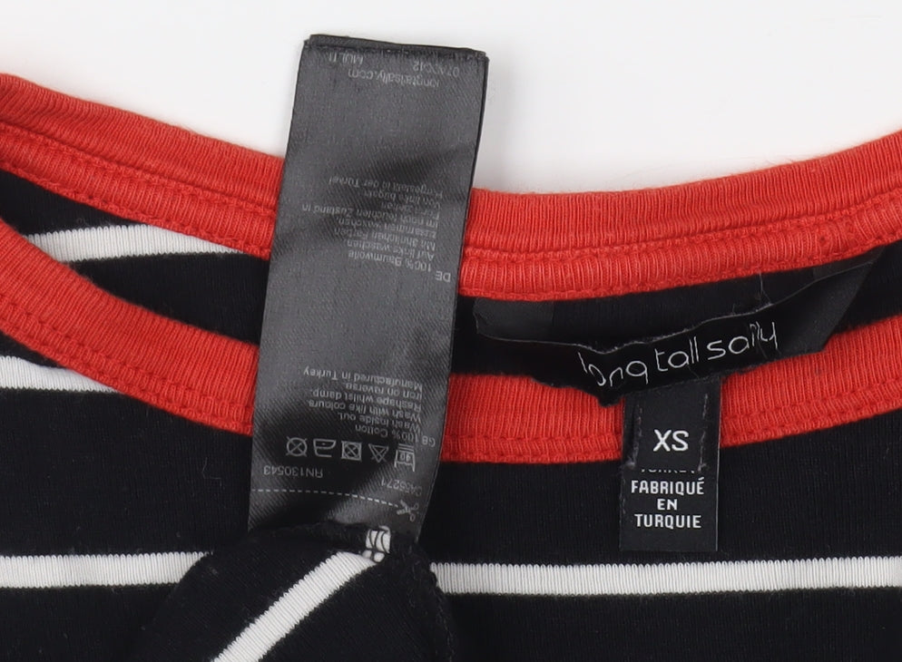Long Tall Sally Women's Black Striped T-Shirt XS