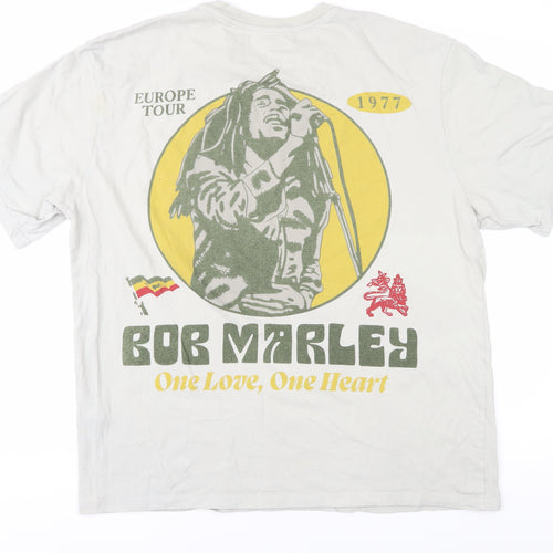 Pull&Bear Bob Marley Men's White T-Shirt L, Music Graphic