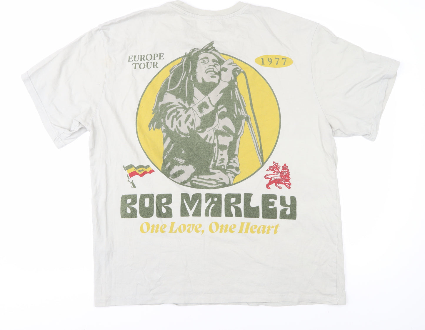 Pull&Bear Bob Marley Men's White T-Shirt L, Music Graphic