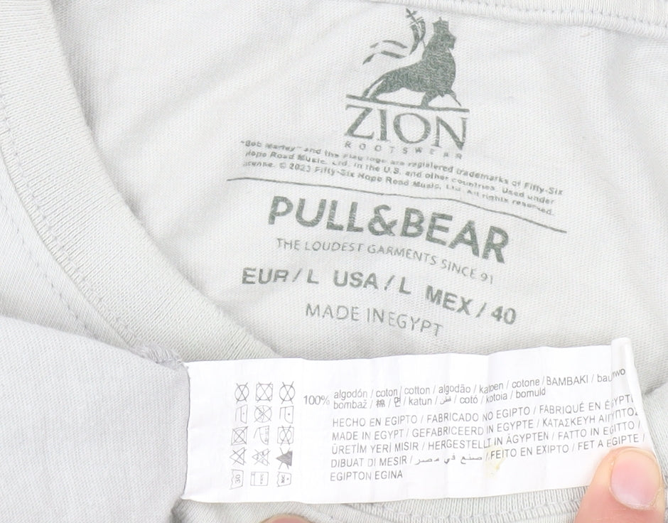 Pull&Bear Bob Marley Men's White T-Shirt L, Music Graphic