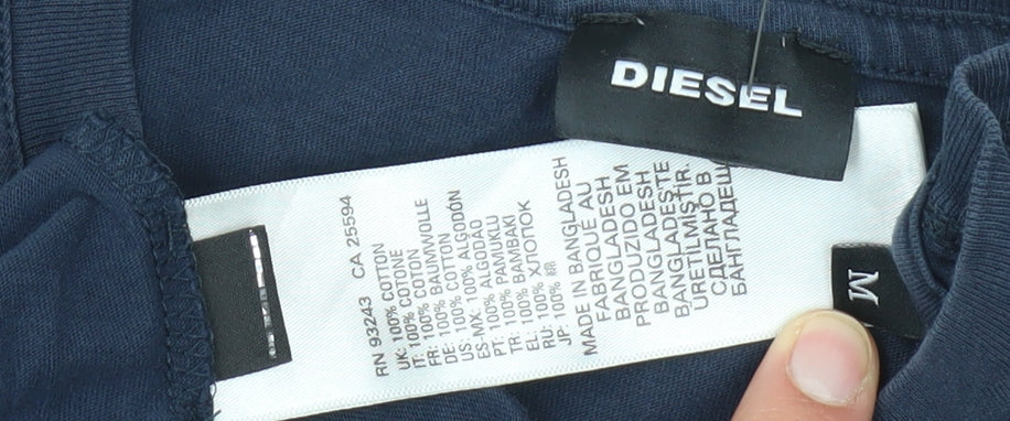 Diesel Men's Blue Graphic T-Shirt, Size M, Regular Fit