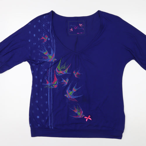 Jasper Conran Women's Blue V-Neck T-Shirt, Size 14