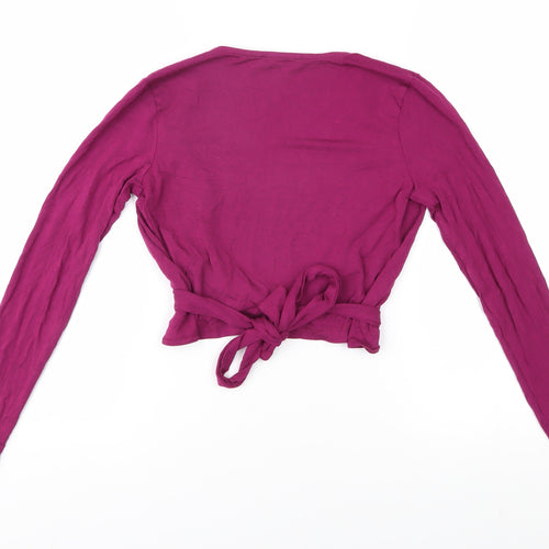 NA-KD Women's Purple Wrap Blouse Size S Viscose