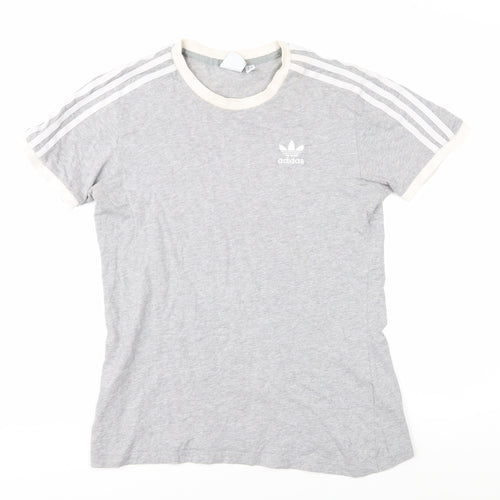 Adidas Women's Grey Ringer T-Shirt Size 12