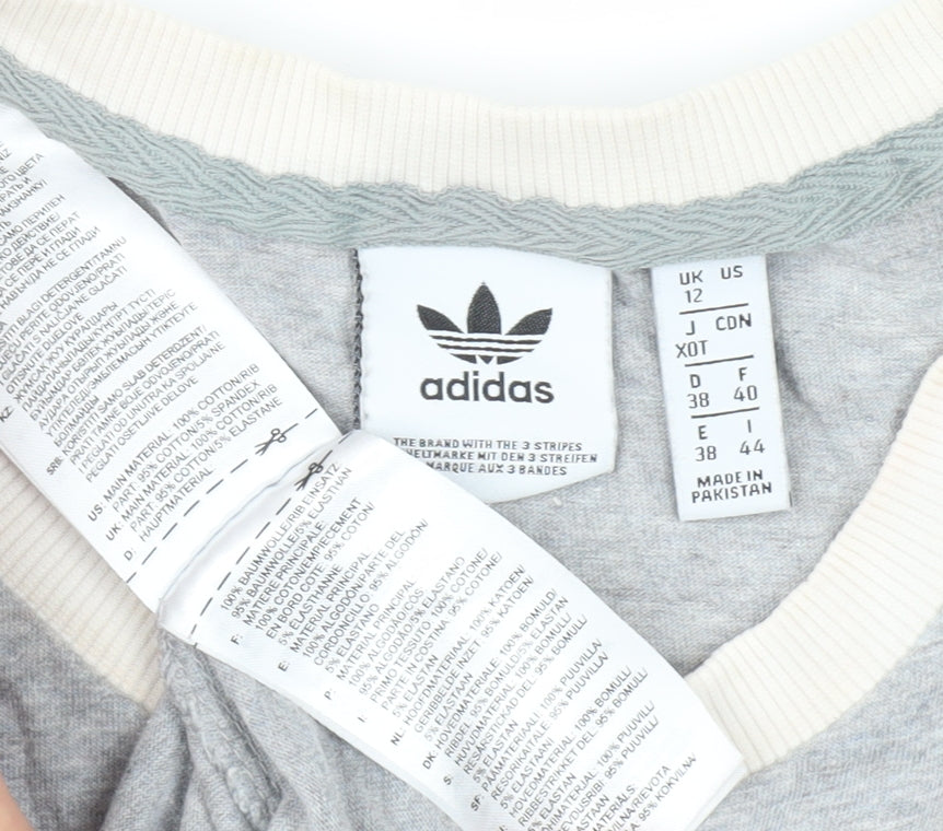 Adidas Women's Grey Ringer T-Shirt Size 12
