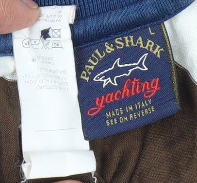 Paul & Shark Men's Blue Brown Striped Polo, Size L