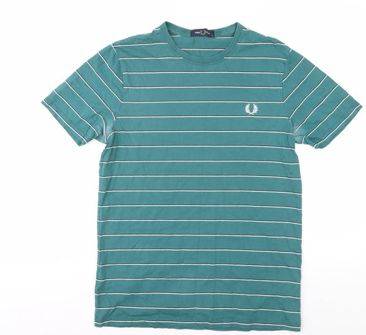 Fred Perry Men's Green Striped T-Shirt S