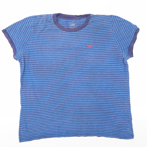 Lee Unisex Adults Blue Striped Relaxed Fit T-Shirt