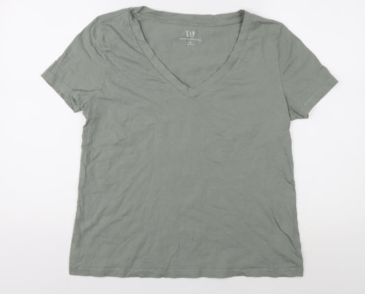 GAP Men's Green V-Neck T-Shirt, Medium, Cotton