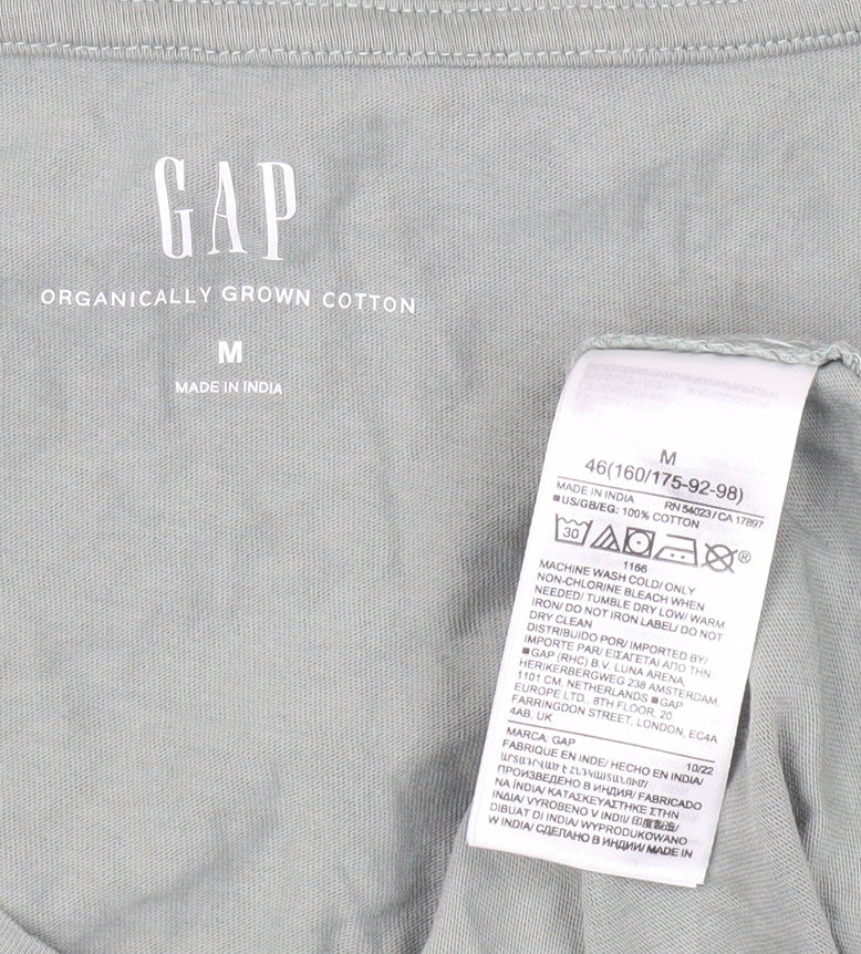 GAP Men's Green V-Neck T-Shirt, Medium, Cotton