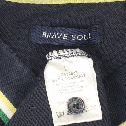 Brave Soul Men's Blue Polo Shirt L