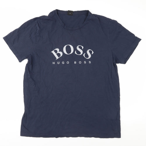 Hugo Boss Men's Blue XXL T-Shirt, Cotton, Crew Neck