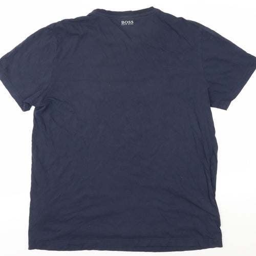 Hugo Boss Men's Blue XXL T-Shirt, Cotton, Crew Neck