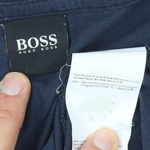 Hugo Boss Men's Blue XXL T-Shirt, Cotton, Crew Neck