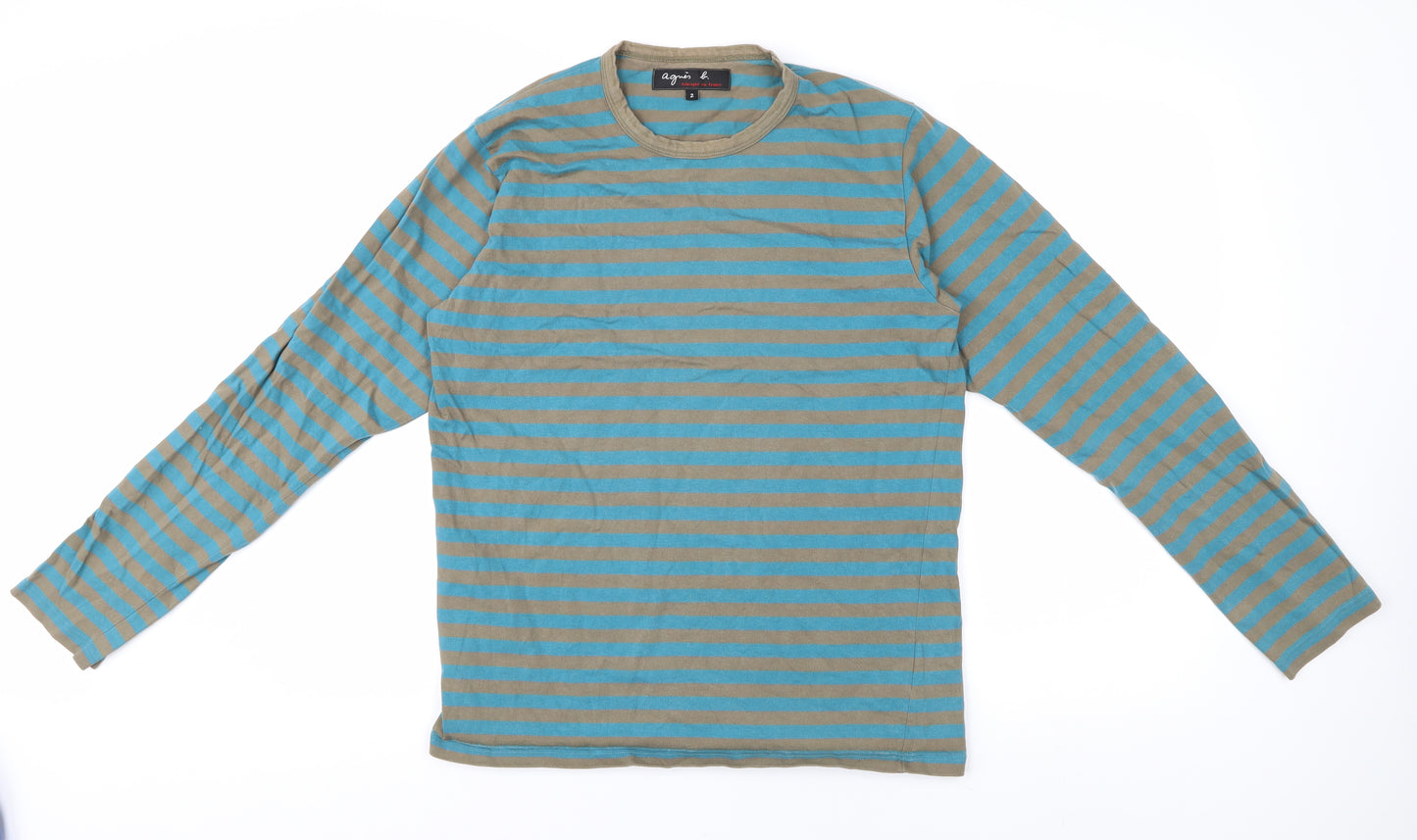 Agnes b. Women's Blue Striped Long Sleeve T-Shirt
