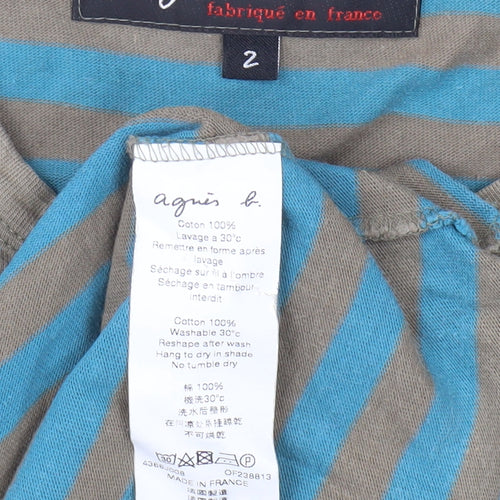 Agnes b. Women's Blue Striped Long Sleeve T-Shirt