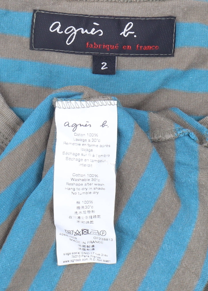 Agnes b. Women's Blue Striped Long Sleeve T-Shirt