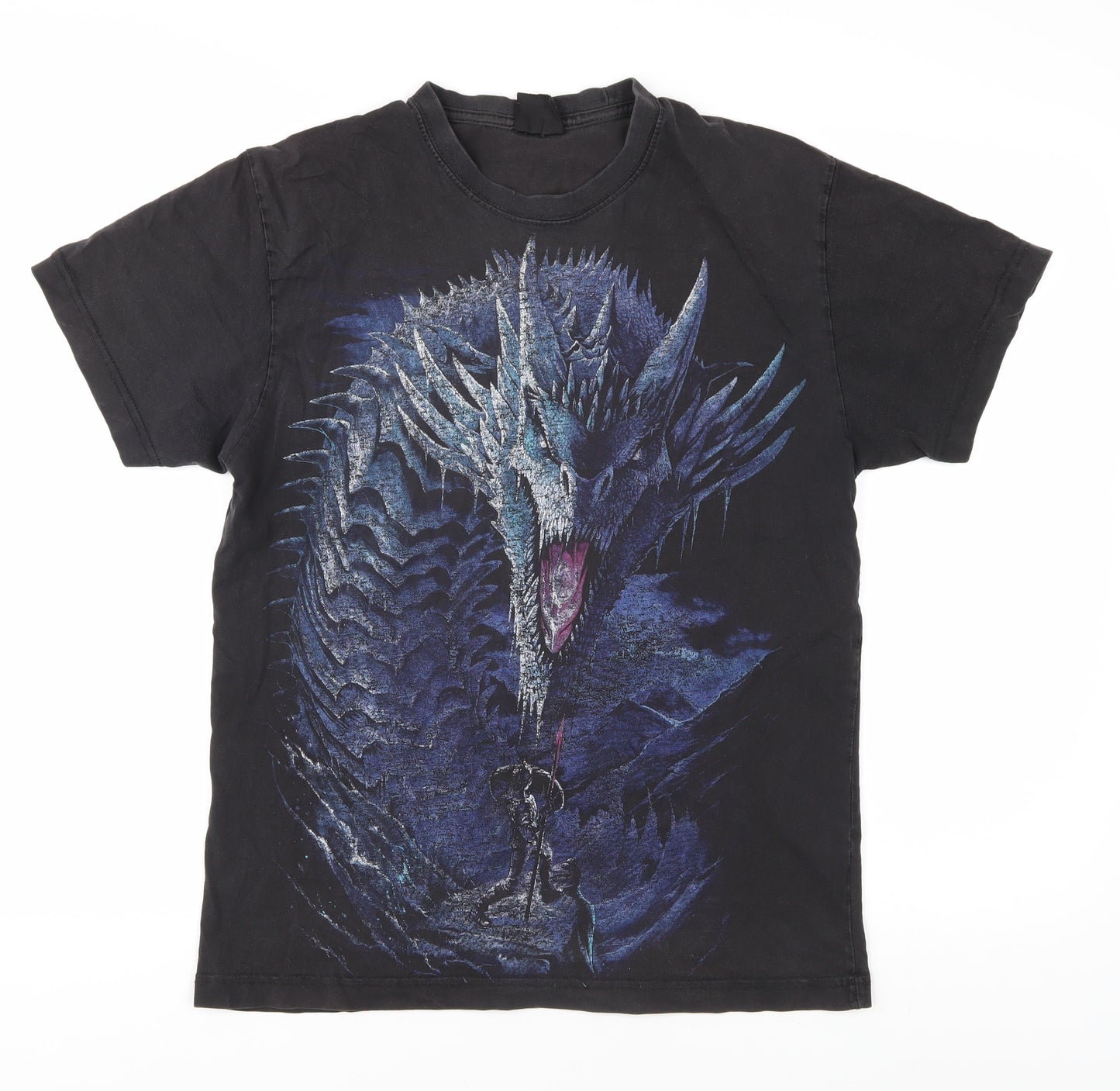 Spiral Dragon Gothic Men's Black M T-Shirt Fantasy Design