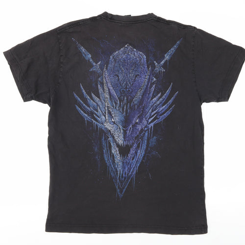 Spiral Dragon Gothic Men's Black M T-Shirt Fantasy Design