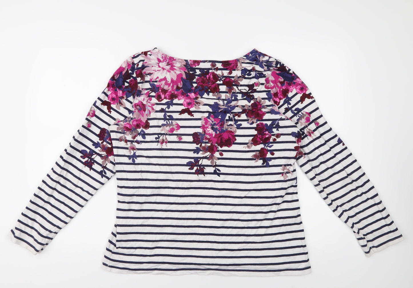 Joules Women's Multicoloured Floral Stripe T-Shirt, Size 16