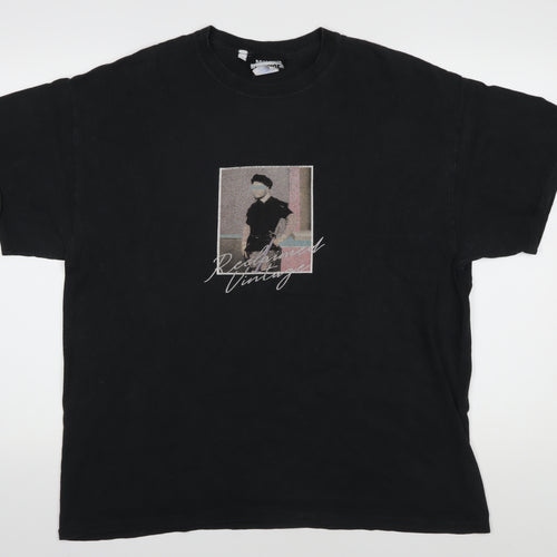 Reclaimed Vintage Men's Black Graphic T-Shirt L