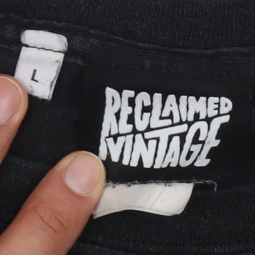 Reclaimed Vintage Men's Black Graphic T-Shirt L